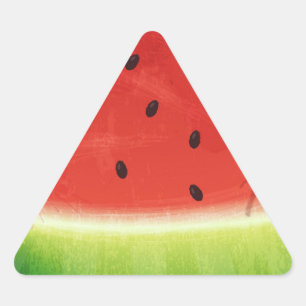 Adesivo Triangular Fatia gigante de melancia engraçada em aquarela fo