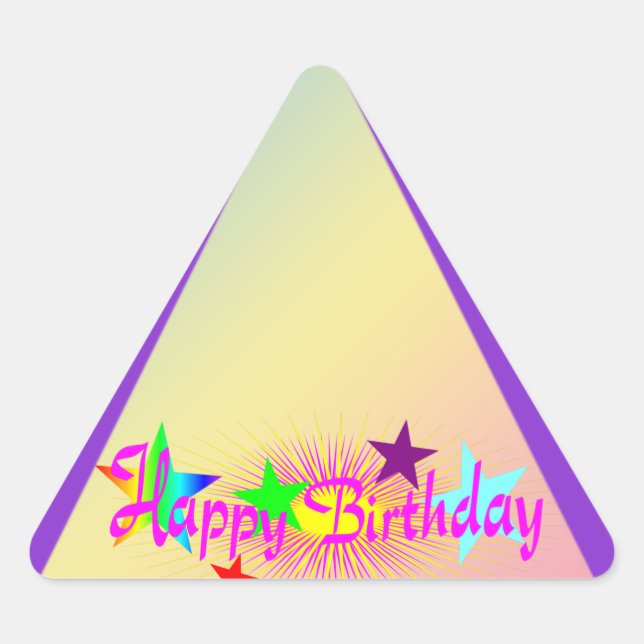 Adesivo Triangular Feliz aniversário e estrelas - (Frente)