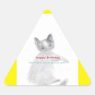Adesivo Triangular Feliz aniversário para você Cat