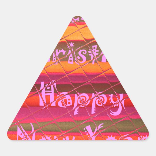 Adesivo Triangular Feliz Design de Feliz ano novo de Natal (Frente)