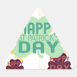 Adesivo Triangular Feliz Dia de São Patrício Impressão de Arte Adoráv