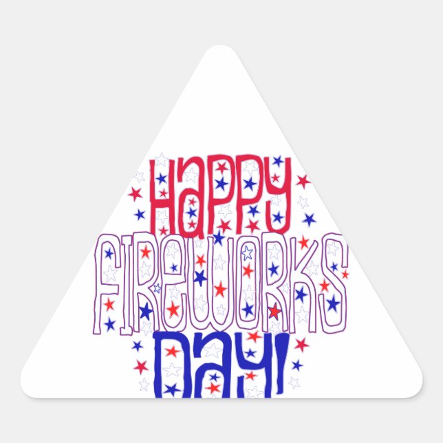 Adesivo Triangular Feliz dia dos fogos de artifício! Com estrelas bra (Frente)