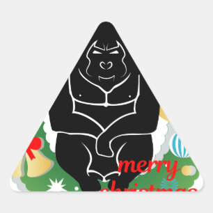 Adesivo Triangular Feliz gorila de natal