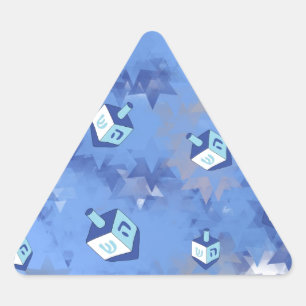 Adesivo Triangular Feliz Hanukkah Estrelas Cadentes e Dreidels