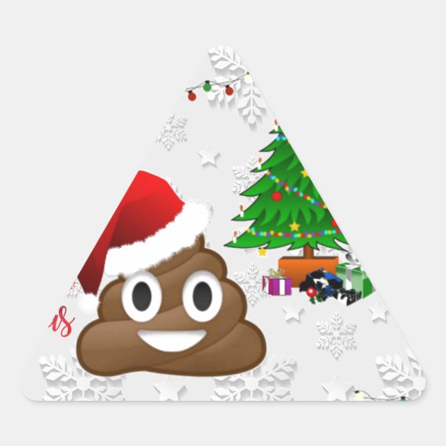 Adesivo Triangular feliz natal poo emoji (Frente)