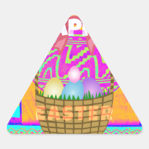 Adesivo Triangular Felz pascoa. Fique abençoado como sempre