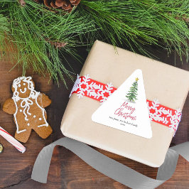 Adesivo Triangular Feriado de Natal da Árvore de Pinheiros com Aquare