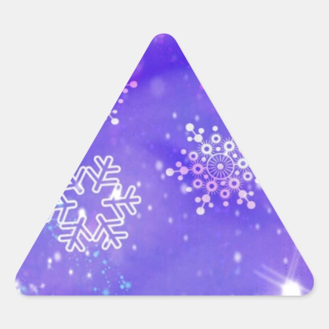 Adesivo Triangular Festive Purple Snowflake Stars Christmas Party (Frente)