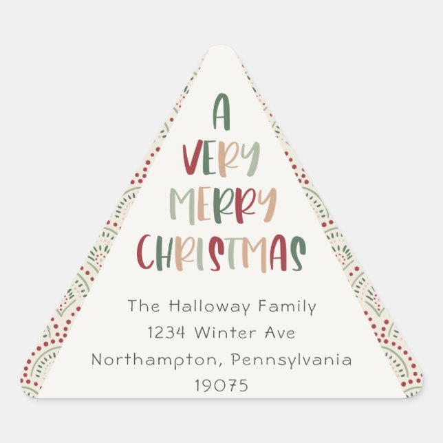 Adesivo Triangular Festivo Casual Fúria Vedais de Envelope de Natal (Frente)