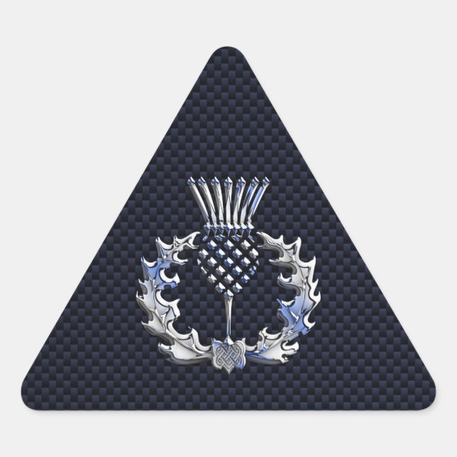 Adesivo Triangular Fibra de Impressão de Prata Escocesa (Frente)