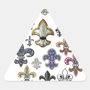 Adesivo Triangular Fleur De Lis Flor New Orleans Jewel Sparkle