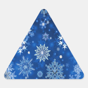 Adesivo Triangular Flocos de neve de Natal Azul e Prata