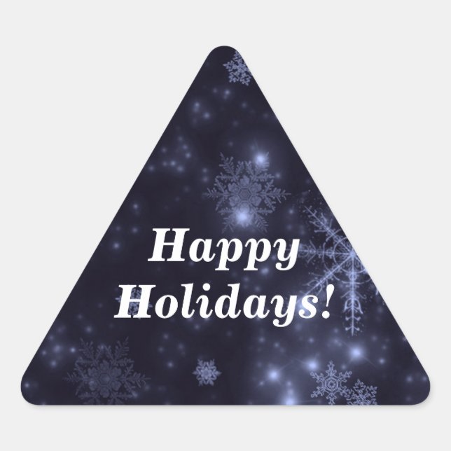 Adesivo Triangular Flocos de neve Palha Azul Meia-Noite Tripla (Frente)