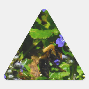 Adesivo Triangular Flor Roxo e Abelhas