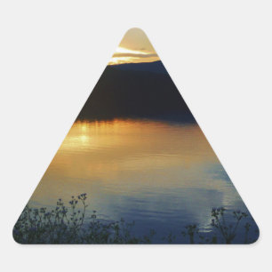 Adesivo Triangular Flor selvagem, pôr de sol azul