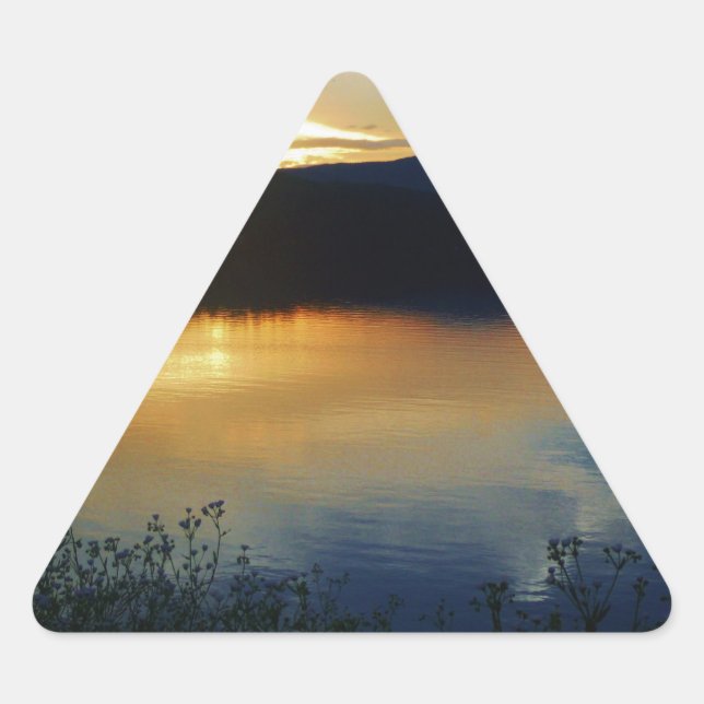 Adesivo Triangular Flor selvagem, pôr de sol azul (Frente)