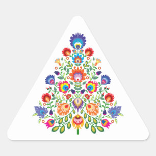 Adesivo Triangular Florais Encantados: Uma Tapeçaria Yuletide de Folc