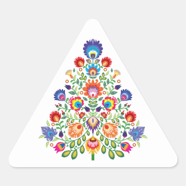 Adesivo Triangular Florais Encantados: Uma Tapeçaria Yuletide de Folc (Frente)