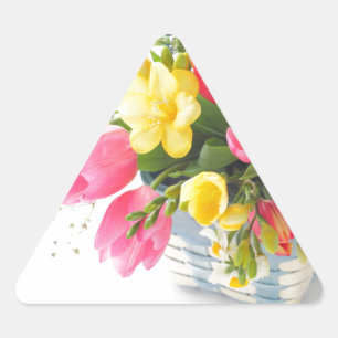 Adesivo Triangular Flores-mola, autocolante de triângulo