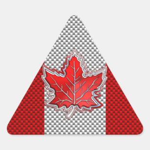 Adesivo Triangular Folha de bordo vermelha canadense em olhares da
