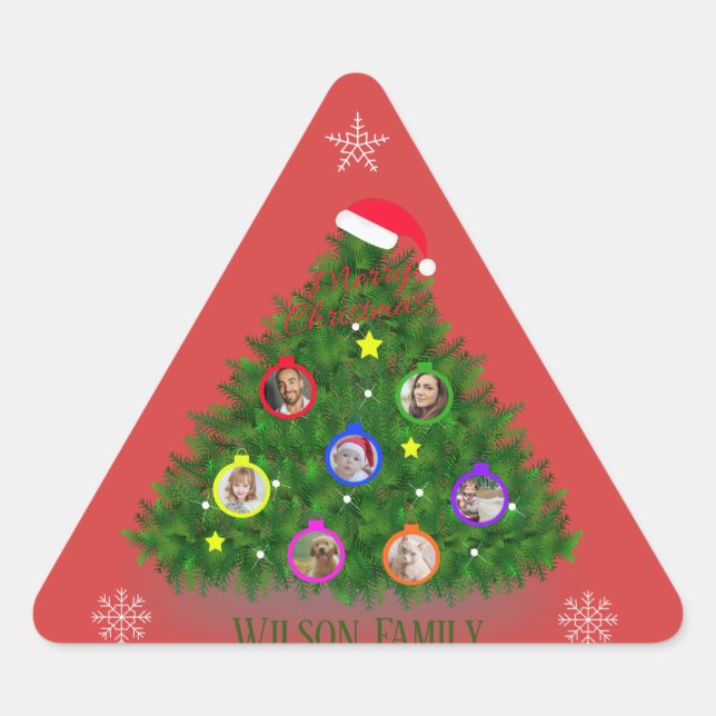 Adesivo Triangular Fotos da família de Natal Árvore em Triângulo (Frente)