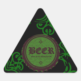 Adesivo Triangular Frasco de Cerveja Verde,