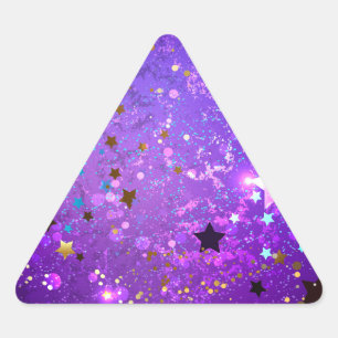 Adesivo Triangular Fundo de folhas roxas com estrelas
