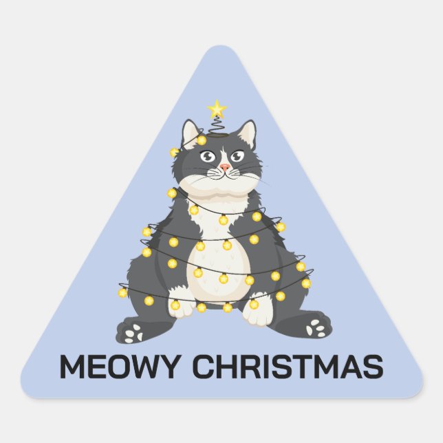 Adesivo Triangular Funny Festive Christmas Tuxedo Cat Animal Lover (Frente)