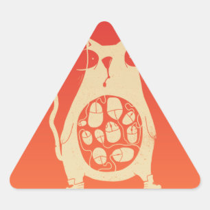 Adesivo Triangular Gato com fome está com fome