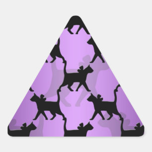 Adesivo Triangular Gatos Pretos em Padrão Roxo