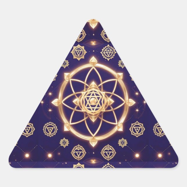 Adesivo Triangular Geometria Celestial da Luz — Padrão Sagrado (Frente)
