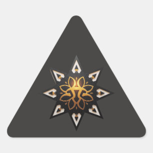 Adesivo Triangular 🌟 Geometria Sagrada Mandala - Ouro Star