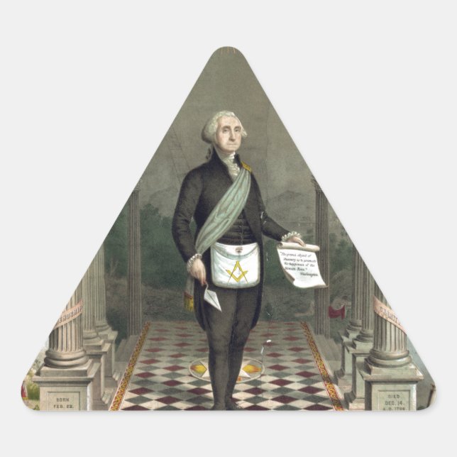 Adesivo Triangular George Washington como Freemason (Frente)