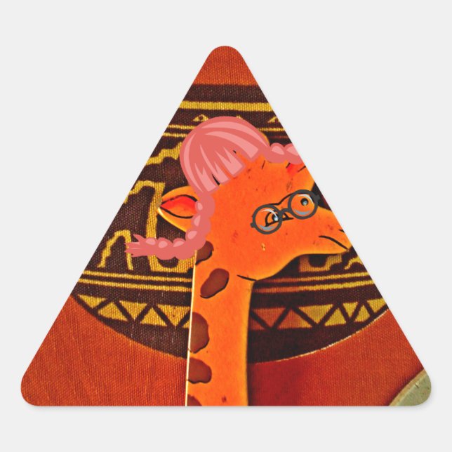 Adesivo Triangular Giraffe Hat Art Impressão (Frente)