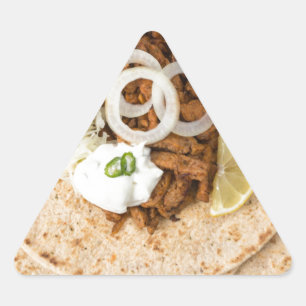 Adesivo Triangular Gyros pita com tzatziki coleslaw azeitonas e feta