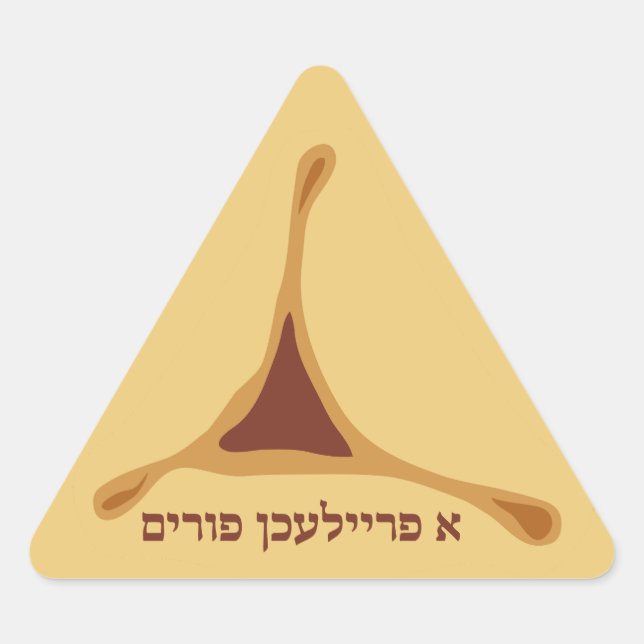 Adesivo Triangular Hamantash Hamantaschen Hebraico Um Purim Alegre (Frente)