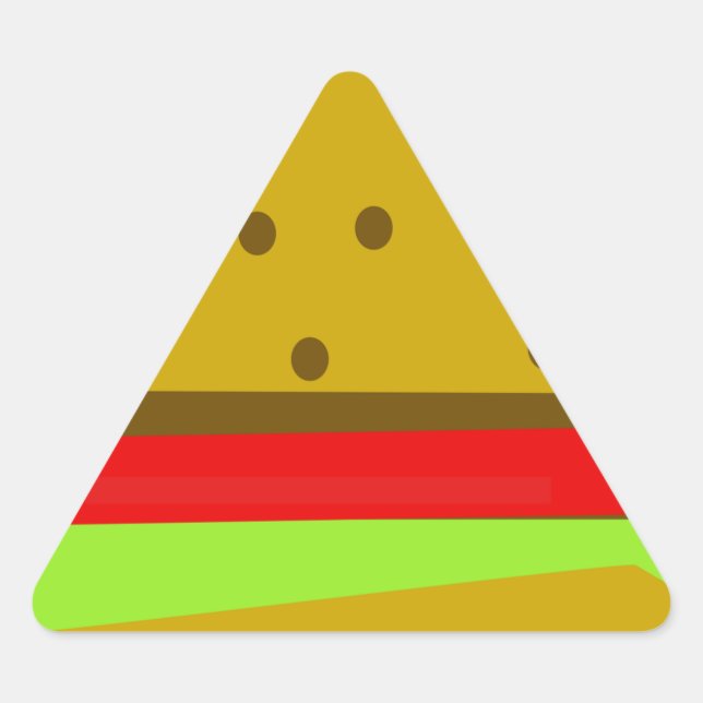 Adesivo Triangular hambúrguer de comida rápida de comida de hambúrgue (Frente)