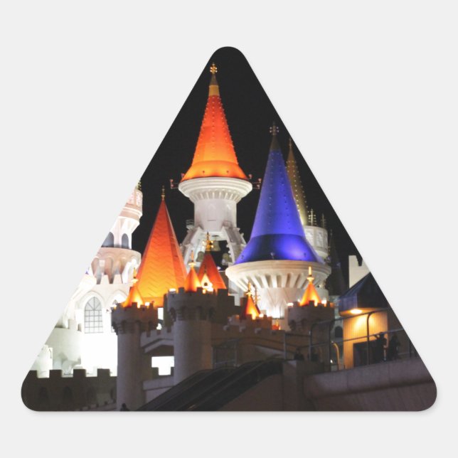 Adesivo Triangular Hotel Castle Las Vegas Jogando Vegas Colorida (Frente)