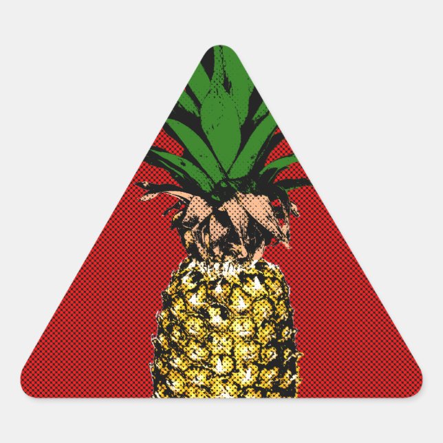 Adesivo Triangular Imagem de Newsprint do Pineapple (Frente)