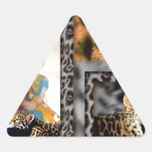 Adesivo Triangular Impressão artística de tigre e casal