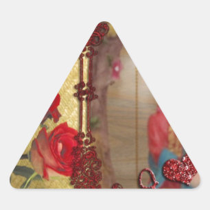 Adesivo Triangular Impressão de Arte Gráfica de Retrato de Boneca de 