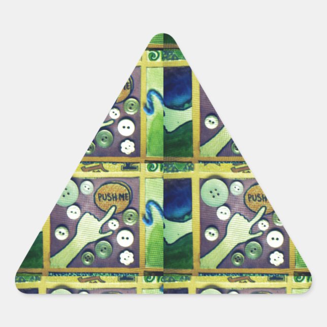 Adesivo Triangular Impressão de Arte Mosaica Divertida Contemporânea  (Frente)