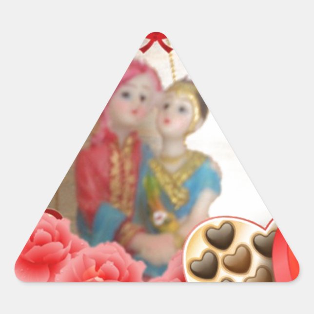 Adesivo Triangular Impressão de Arte Romântica do Coração do Amor (Frente)
