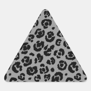 Adesivo Triangular Impressão de Leopardo Negro da Cinza Cinza