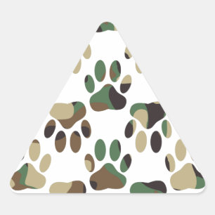 Adesivo Triangular Impressão de Pata de Cachorro Padrão da Camo