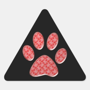 Adesivo Triangular impressão de pata de gatinho vermelho