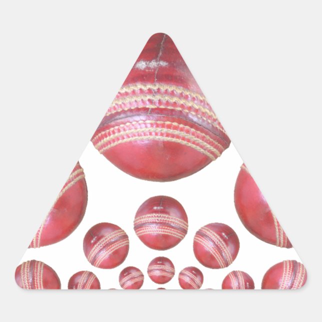 Adesivo Triangular Impressão do Cricket Ball do Sports Lover (Frente)