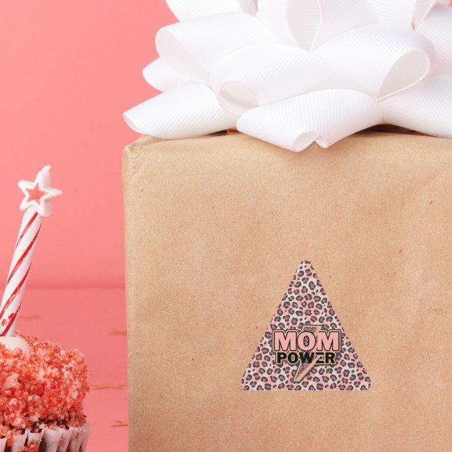Adesivo Triangular Impressão do Leopardo Rosa de Energia da Mãe (Criador carregado)
