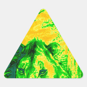 Adesivo Triangular Impressão Fluorescente de Arte Lion de Visão Notur