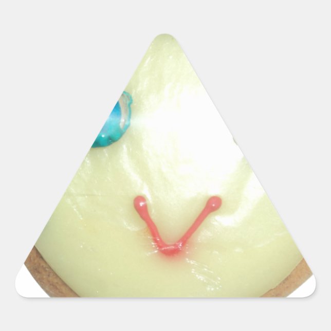 Adesivo Triangular Impressão/Gráfico de Cabelo Azul Emoji Art (Frente)